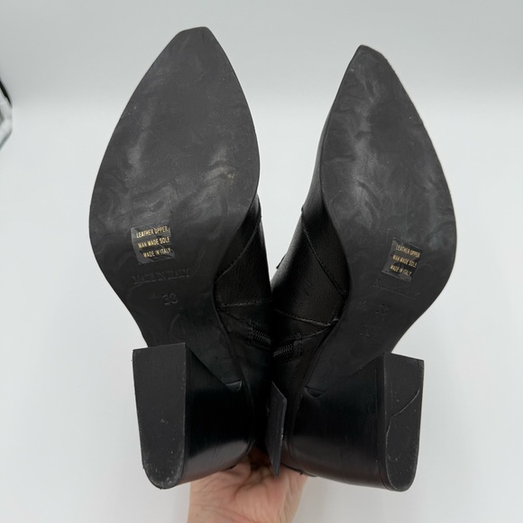 Emanuele Crasto Leather‎ Studded Pointed Toe Heeled Booties Ankle Boots 7.5 NWT - Picture 11 of 11